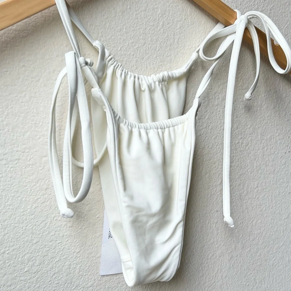 NWT DEVON WINDSOR White Hannah Tie Bikini Bottoms Sz L